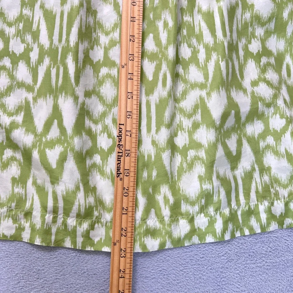 Covington Silk Tank Top Women's XLP Green White Abstract‎ Sleeveless Button Top